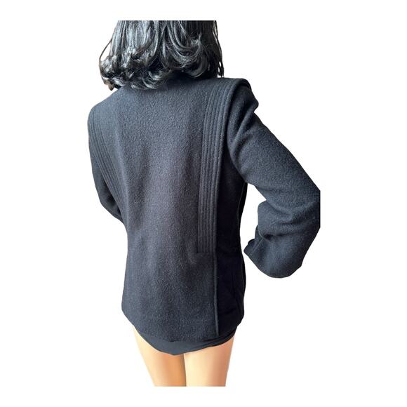 Vintage Donna Frederlcks black no collar 4 gold button Coat size small * - Picture 9 of 16